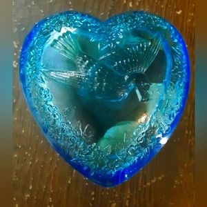 Moser Glass Bluebird w/ Love Note Dish & Heart Rocks